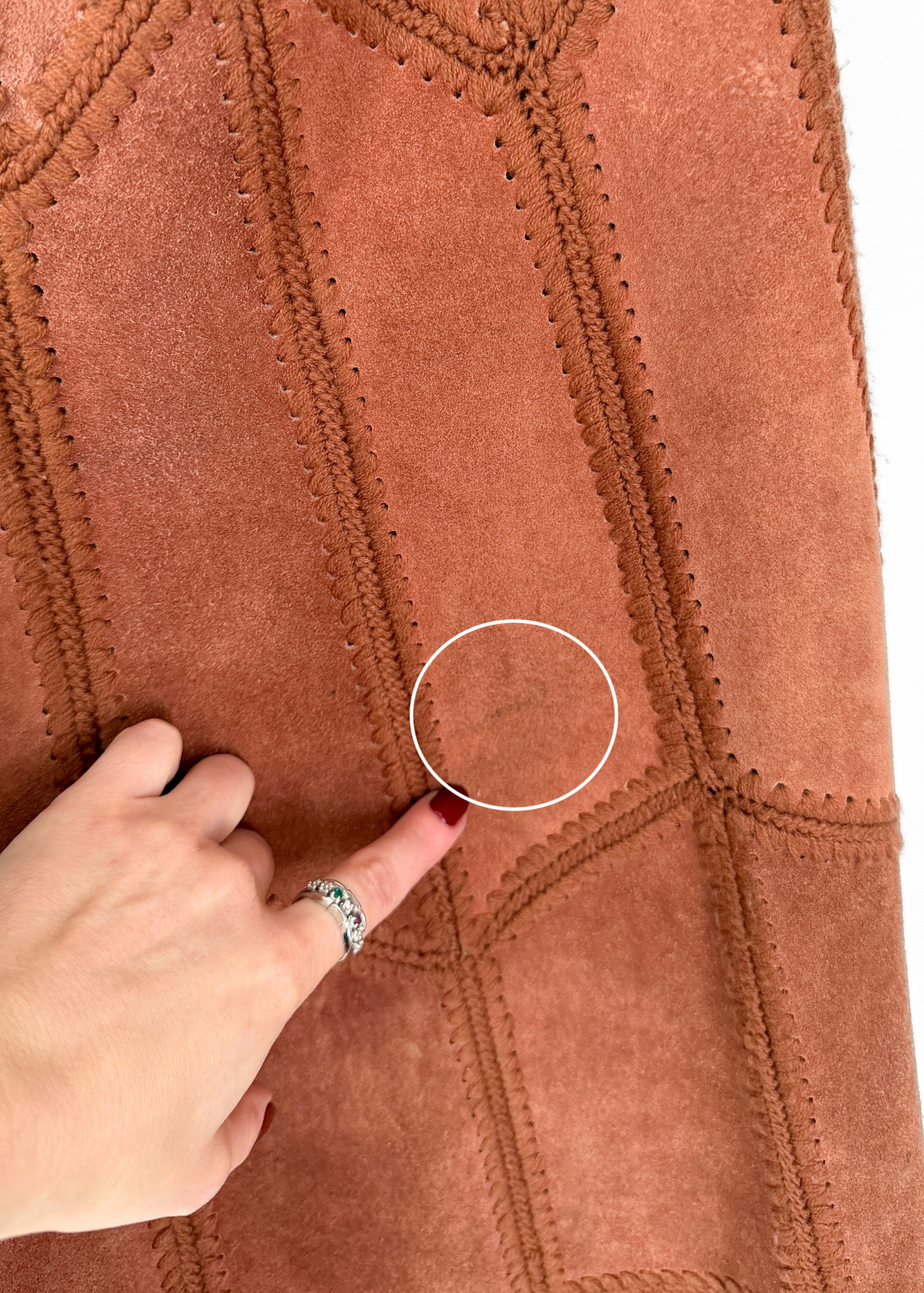 Vintage 70s Suede Leather Patchwork A-line Skirt (M or 8)