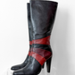 Vintage 90s Bronx Black Leather Patchwork Heeled Tall Boots (10)