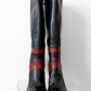 Vintage 90s Bronx Black Leather Patchwork Heeled Tall Boots (10)