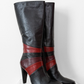 Vintage 90s Bronx Black Leather Patchwork Heeled Tall Boots (10)