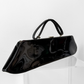 Vintage 70s 80s Black Patent Leather Extra Long Geometric Clutch Purse