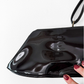 Vintage 70s 80s Black Patent Leather Extra Long Geometric Clutch Purse