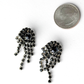 Vintage Black Rhinestone Chandelier Silver Clip-On Earrings