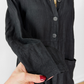 Vintage 90s FLAX Black Linen Button-Front Dress with Pockets