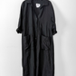 Vintage 90s FLAX Black Linen Button-Front Dress with Pockets