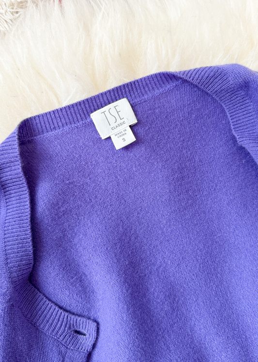 TSE Classic Iris Purple Cashmere Cardigan (S)