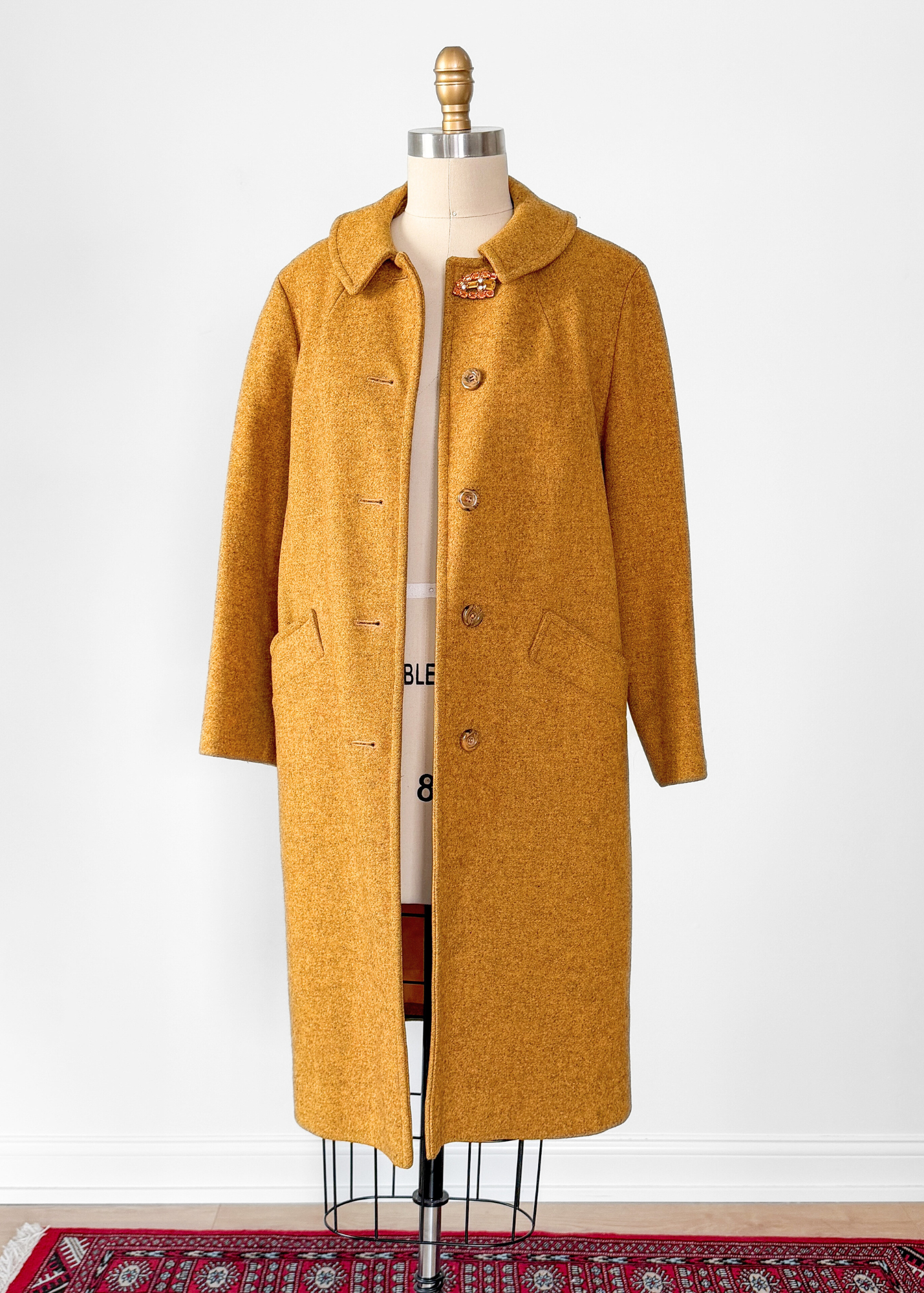 Vintage 60s Pendleton Heathered Golden Mustard Yellow Sculptural Wool Coat (M)