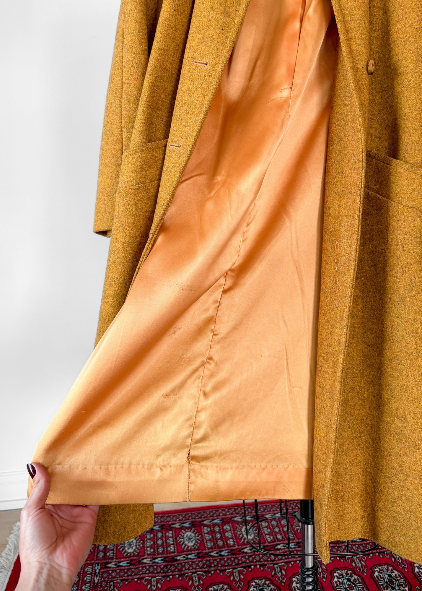 Vintage 60s Pendleton Heathered Golden Mustard Yellow Sculptural Wool Coat (M)