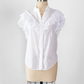 Veronica Beard Jaliyah White Cotton Button Down Ruffle Top (S)