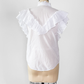 Veronica Beard Jaliyah White Cotton Button Down Ruffle Top (S)