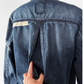 OMM Blue Denim Distressed Patchwork Jean Moto Jacket (L)