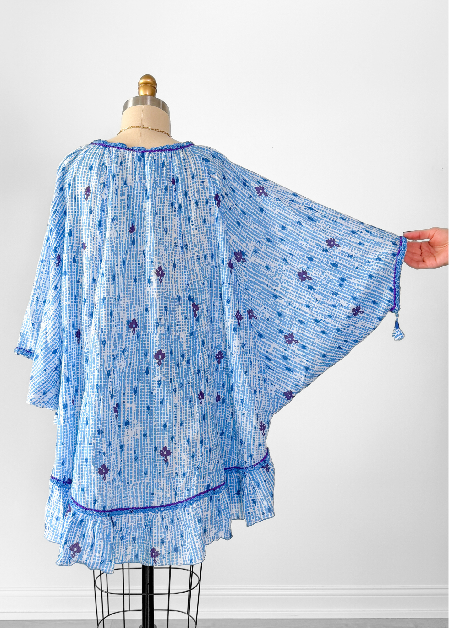 Poupette St Barth Blue Purple Poncho Tunic Mini Dress (One Size)