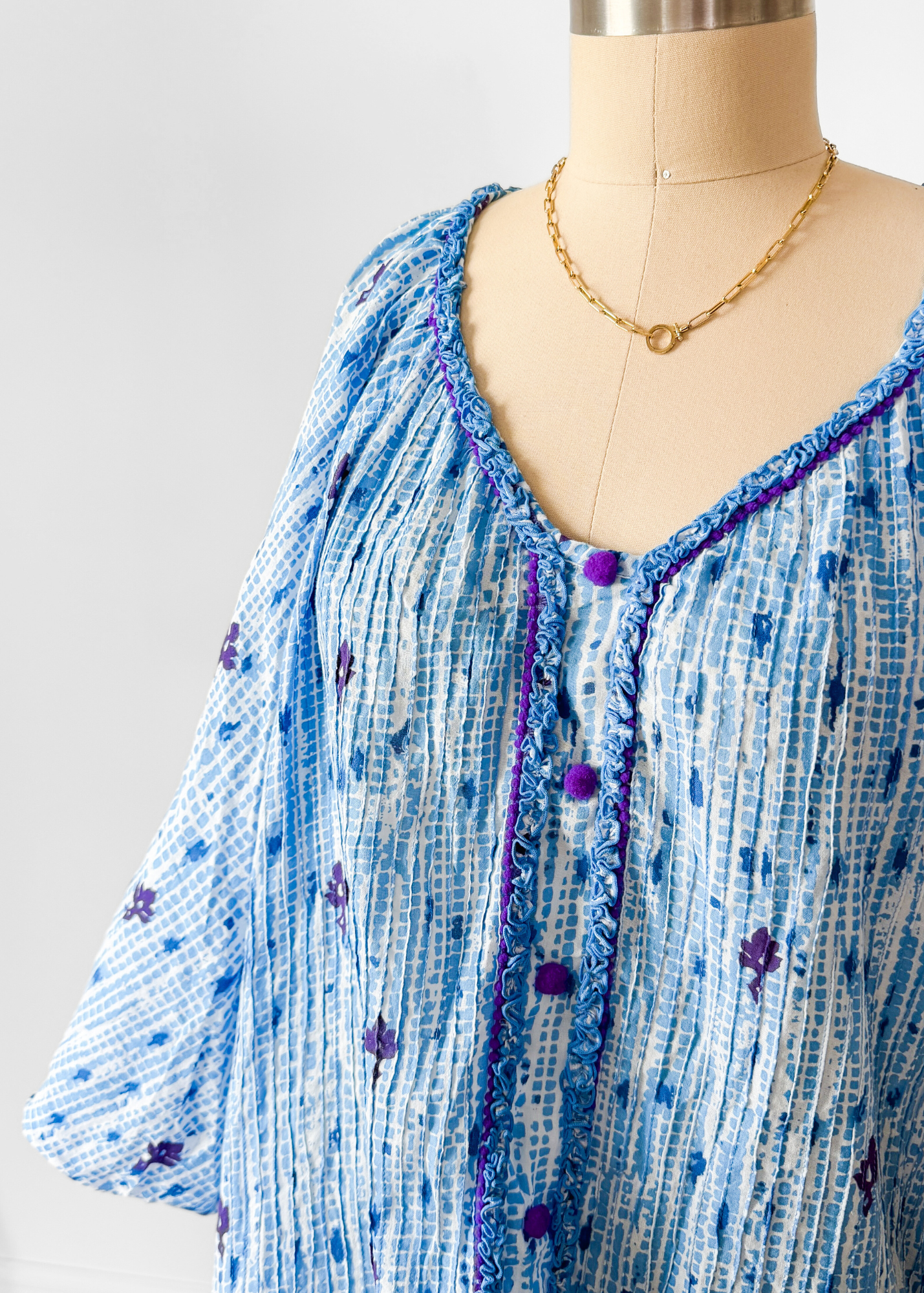 Poupette St Barth Blue Purple Poncho Tunic Mini Dress (One Size)