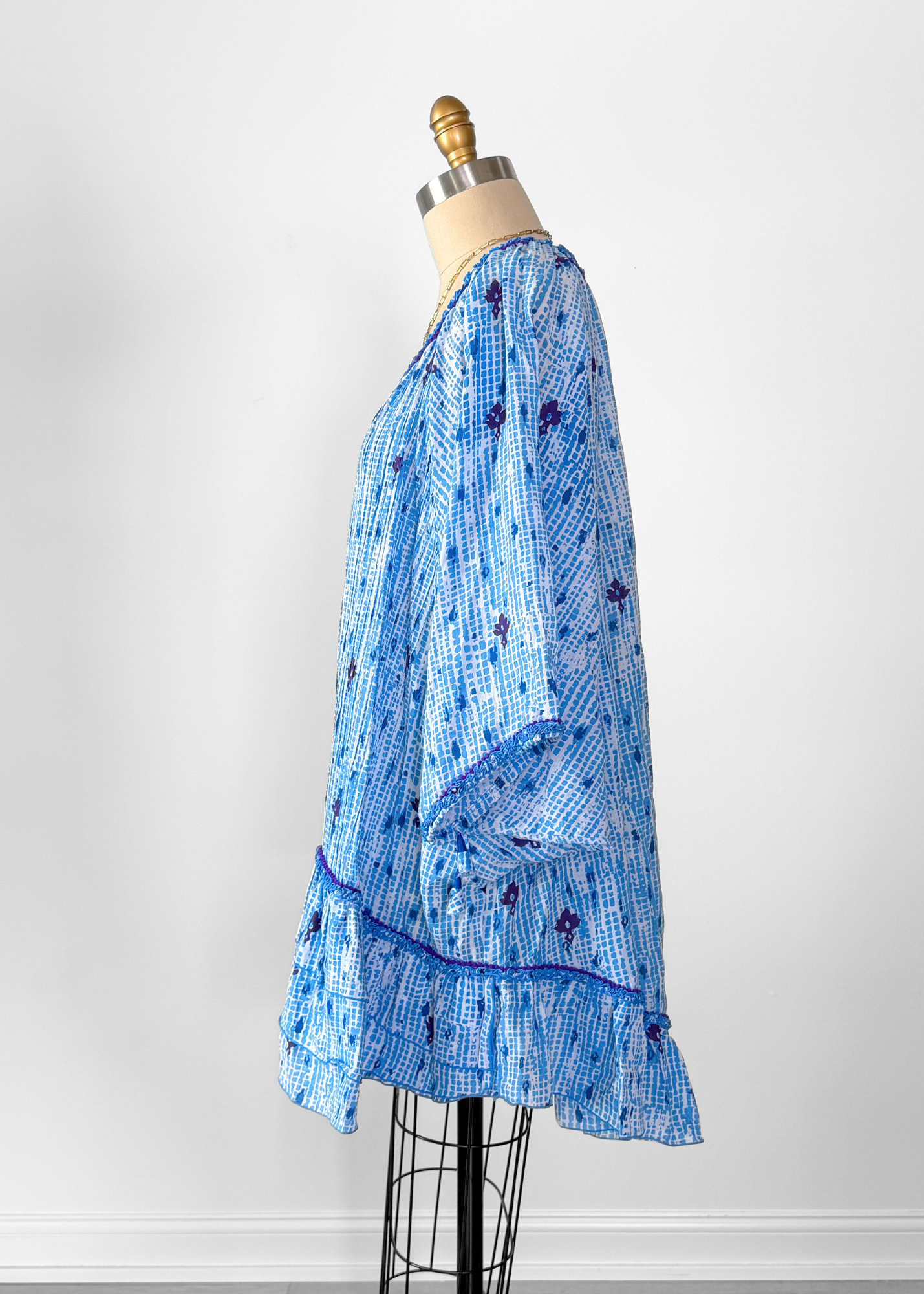 Poupette St Barth Blue Purple Poncho Tunic Mini Dress (One Size)