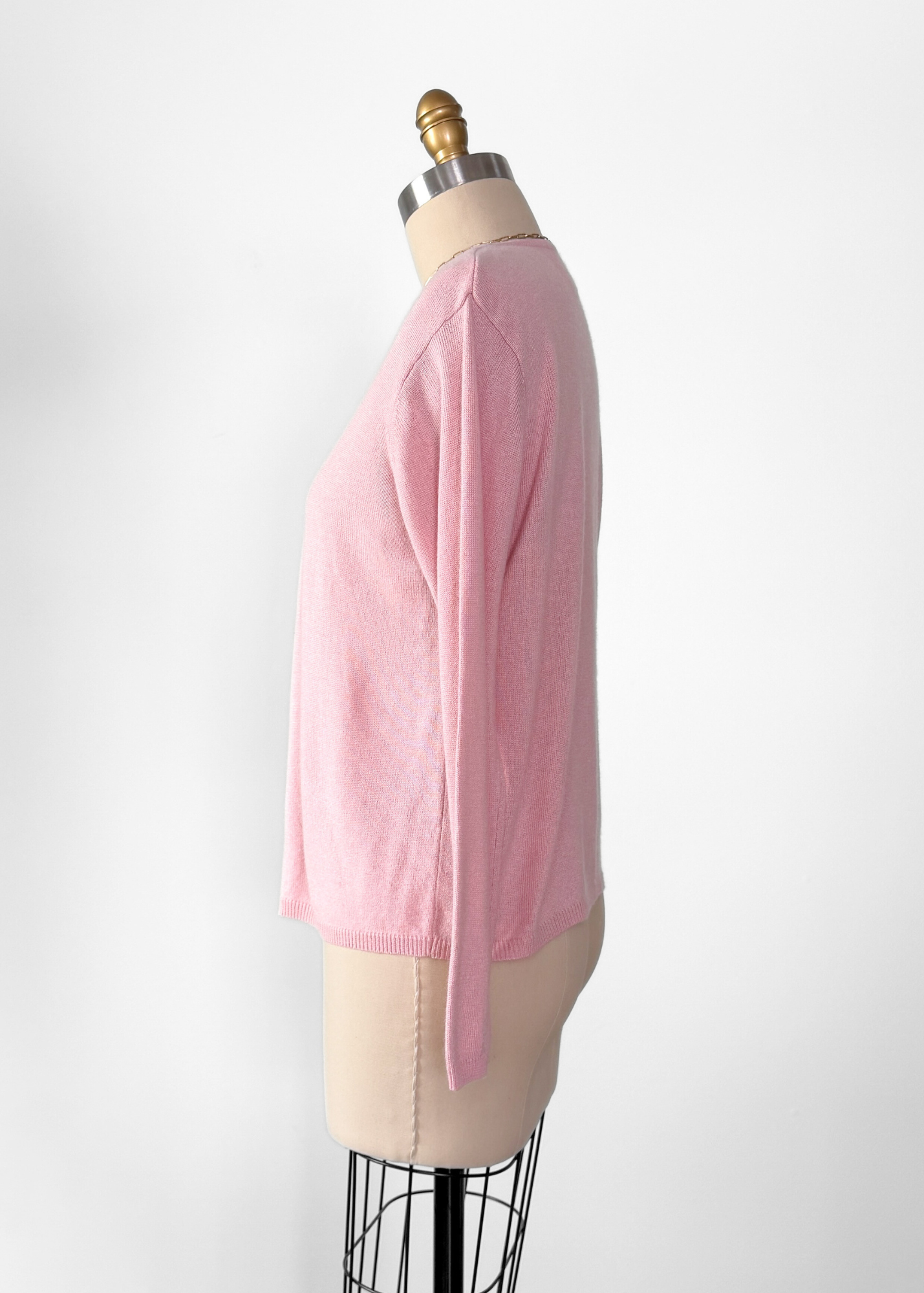 Real Clothes Saks Fifth Avenue Baby Pink Silk Cashmere Classic Cardigan Sweater (M)