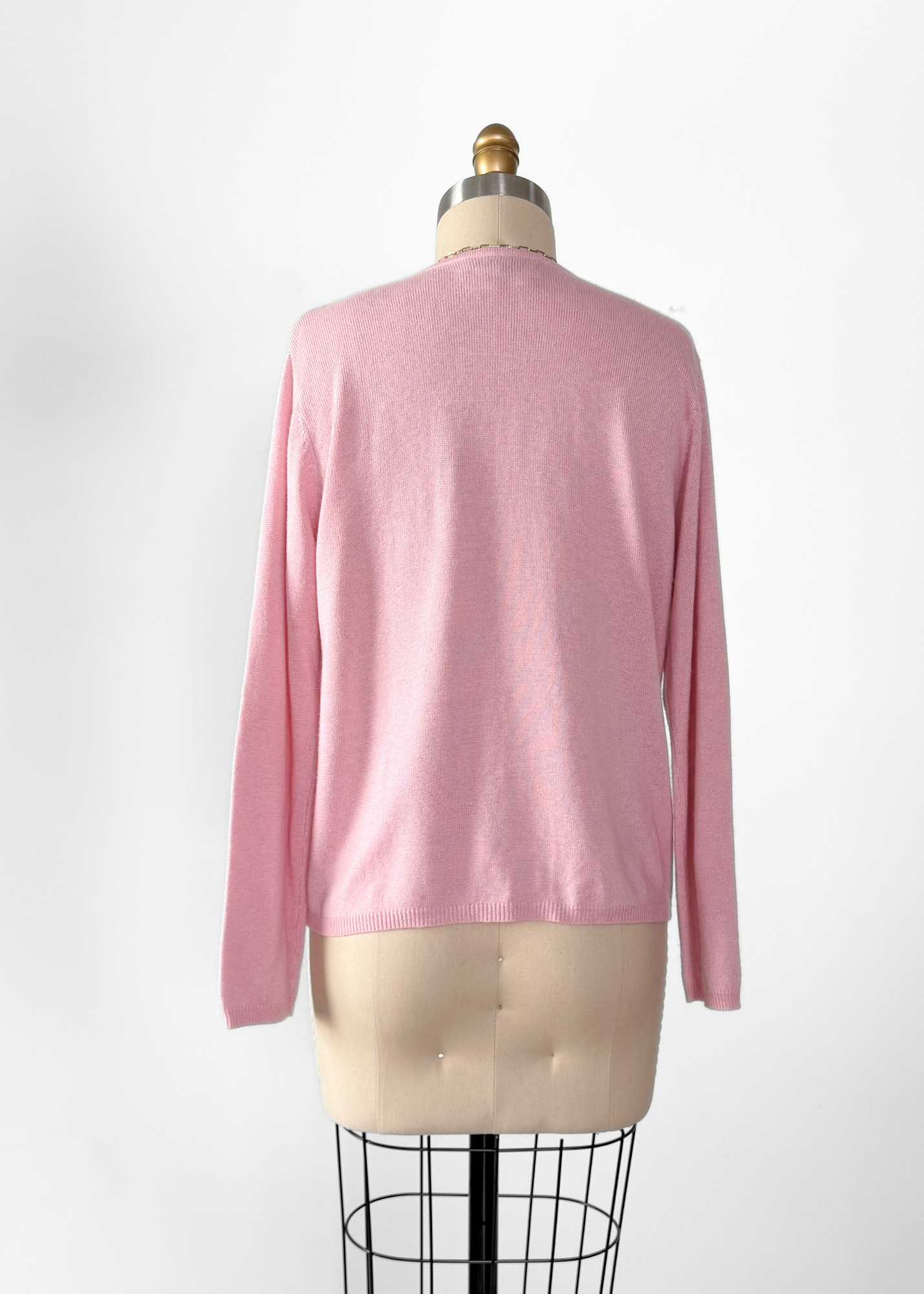Real Clothes Saks Fifth Avenue Baby Pink Silk Cashmere Classic Cardigan Sweater (M)