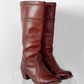 FRYE Jane Stitch Dark Brown Redwood Leather Riding Boots 77230  (8.5)