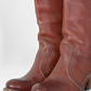 FRYE Jane Stitch Dark Brown Redwood Leather Riding Boots 77230  (8.5)