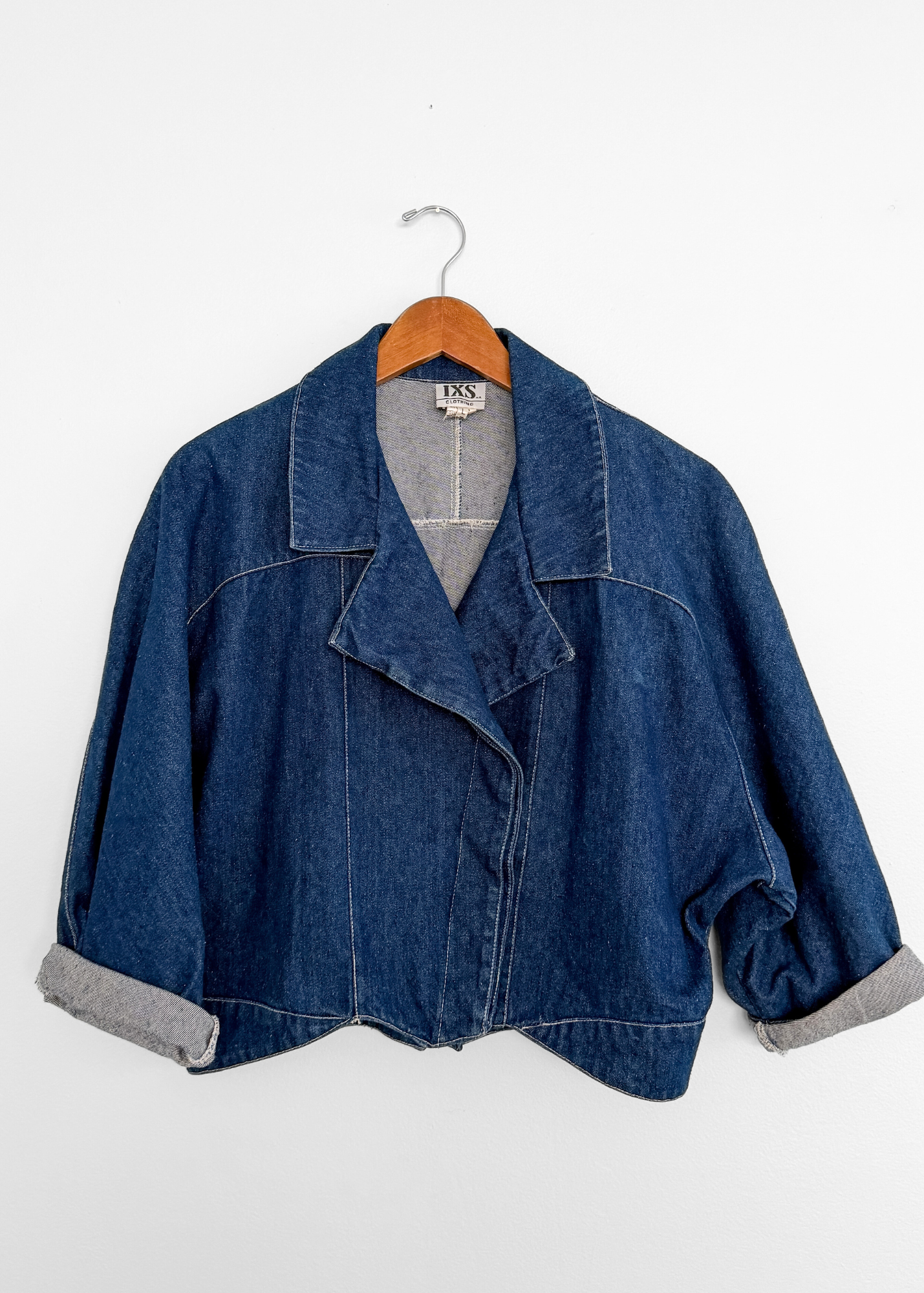 Vintage 80s IXS Clothing Indigo Denim Cotton Jacket made in Mexico (M)