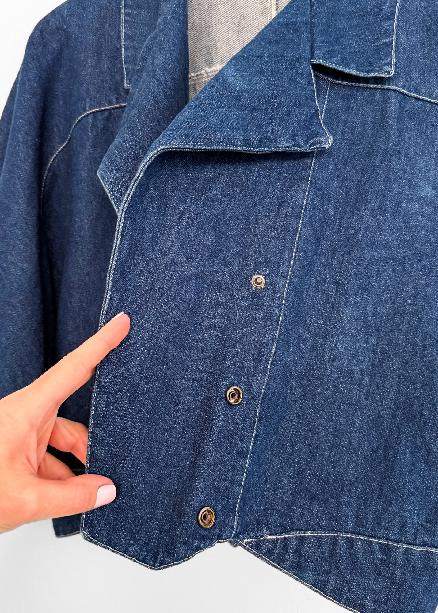 Vintage 80s IXS Clothing Indigo Denim Cotton Jacket made in Mexico (M)
