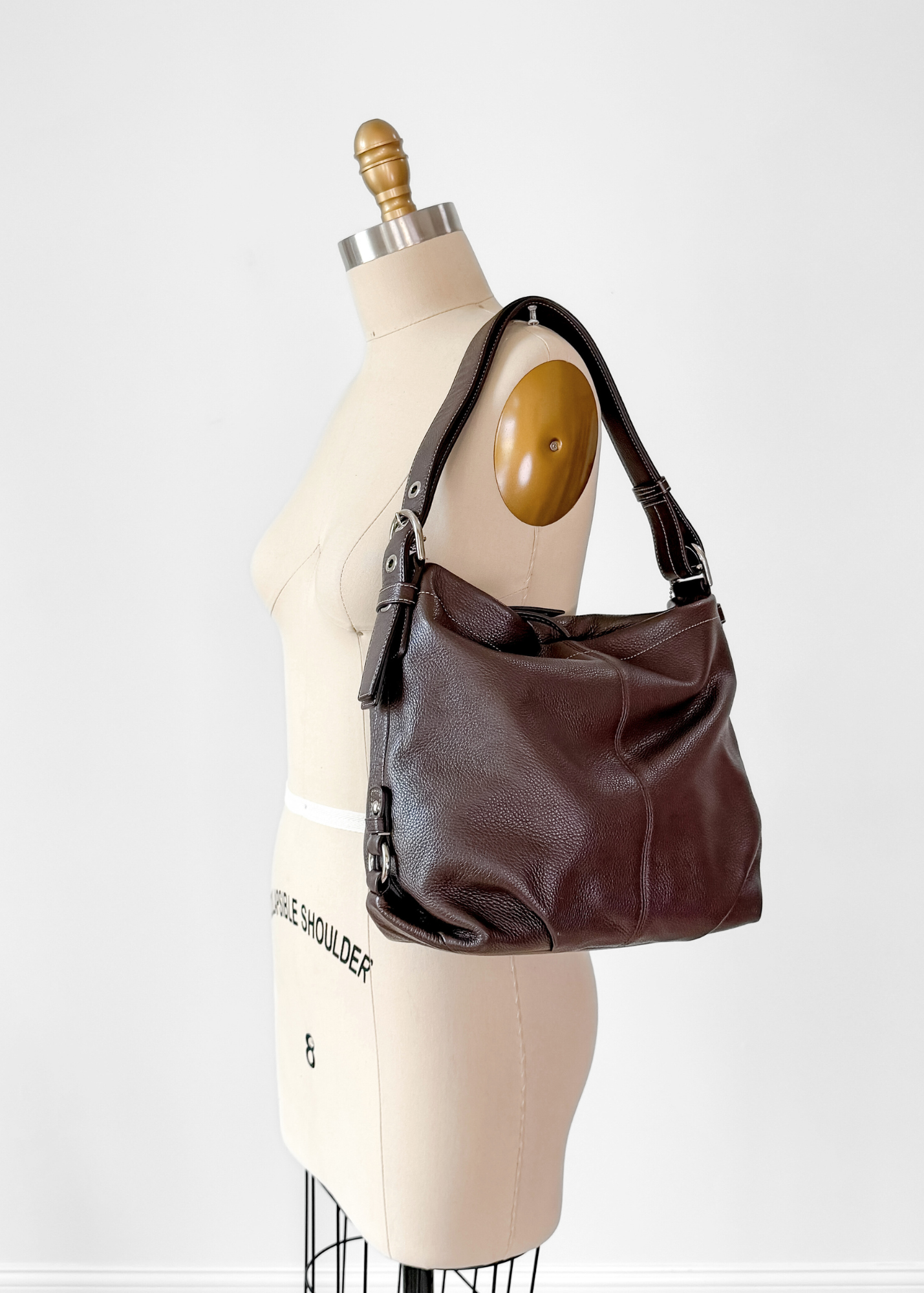 Coach Brown Pebbled Leather Shoulder Hobo Purse # F15064