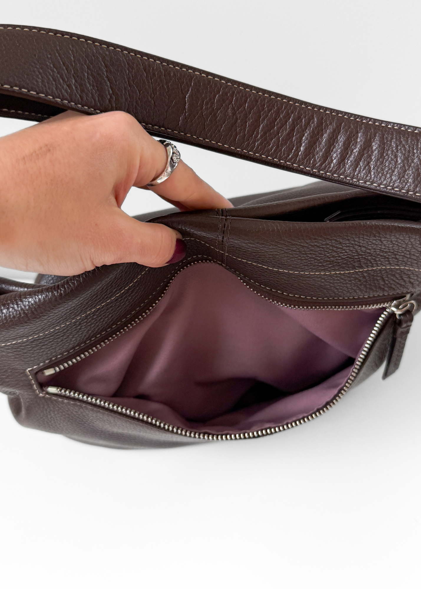 Coach Brown Pebbled Leather Shoulder Hobo Purse # F15064