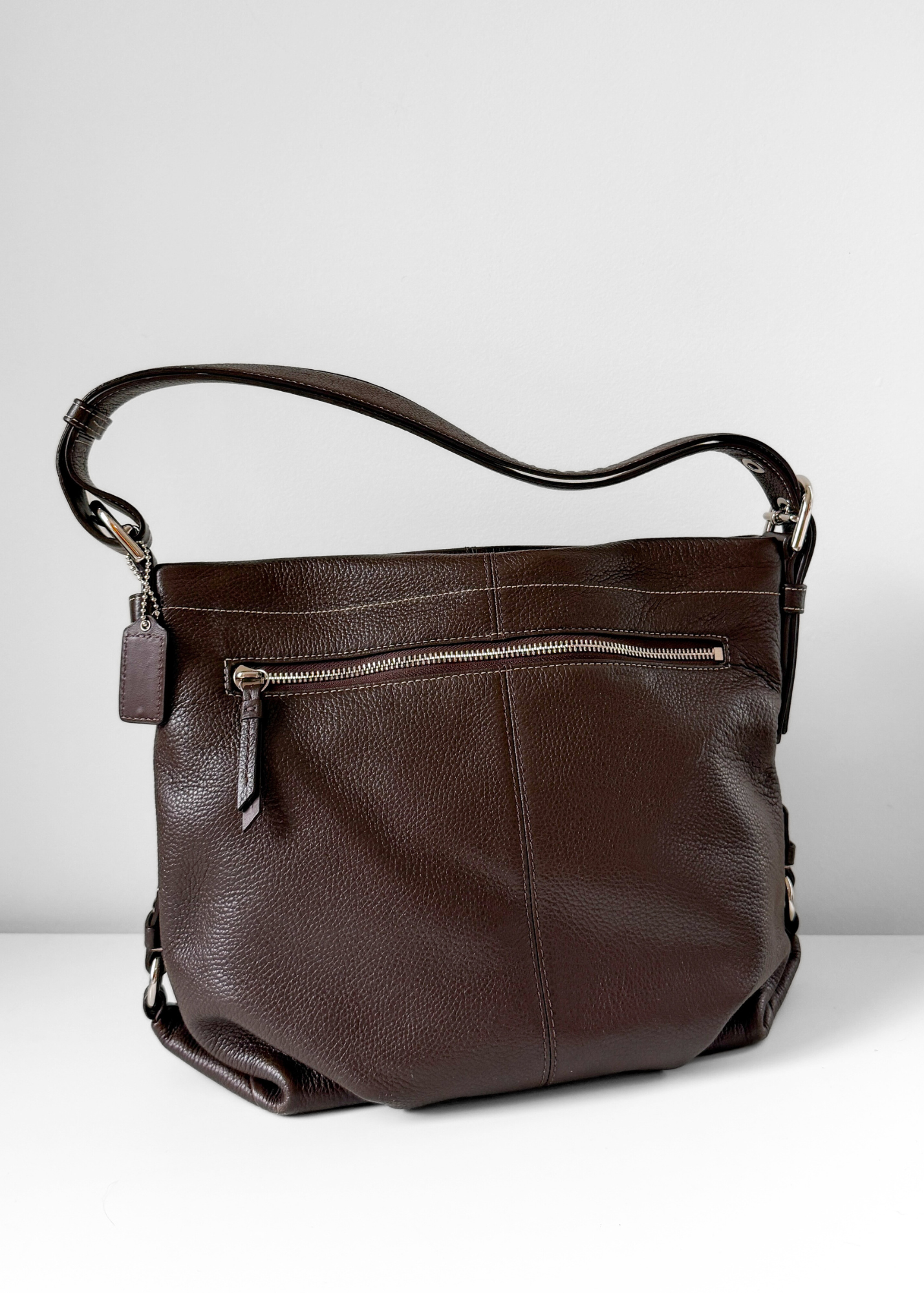 Coach Brown Pebbled Leather Shoulder Hobo Purse # F15064