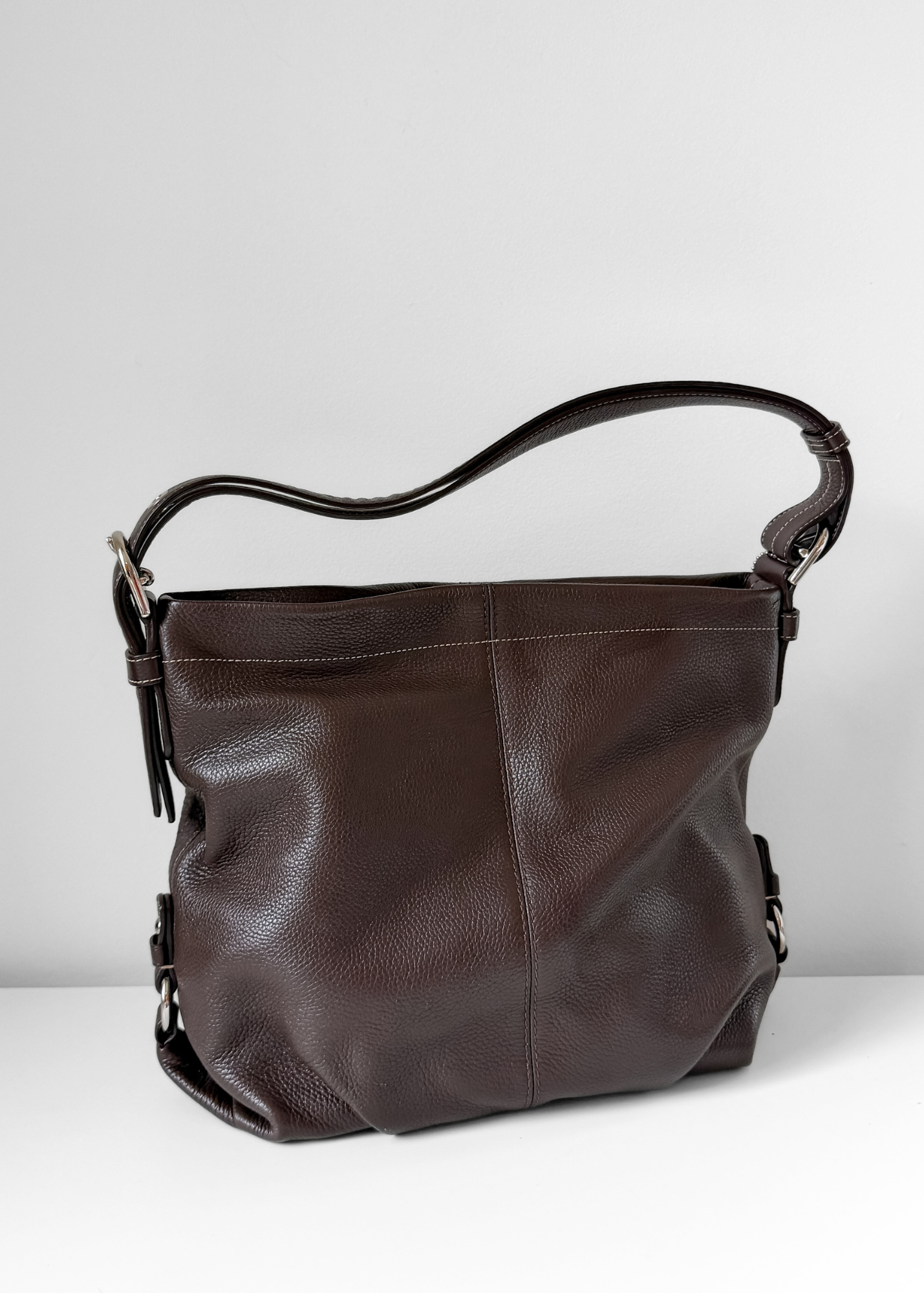 Coach Brown Pebbled Leather Shoulder Hobo Purse # F15064
