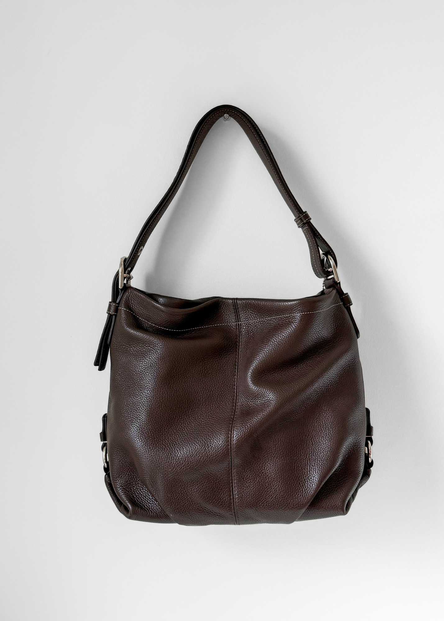 Coach Brown Pebbled Leather Shoulder Hobo Purse # F15064