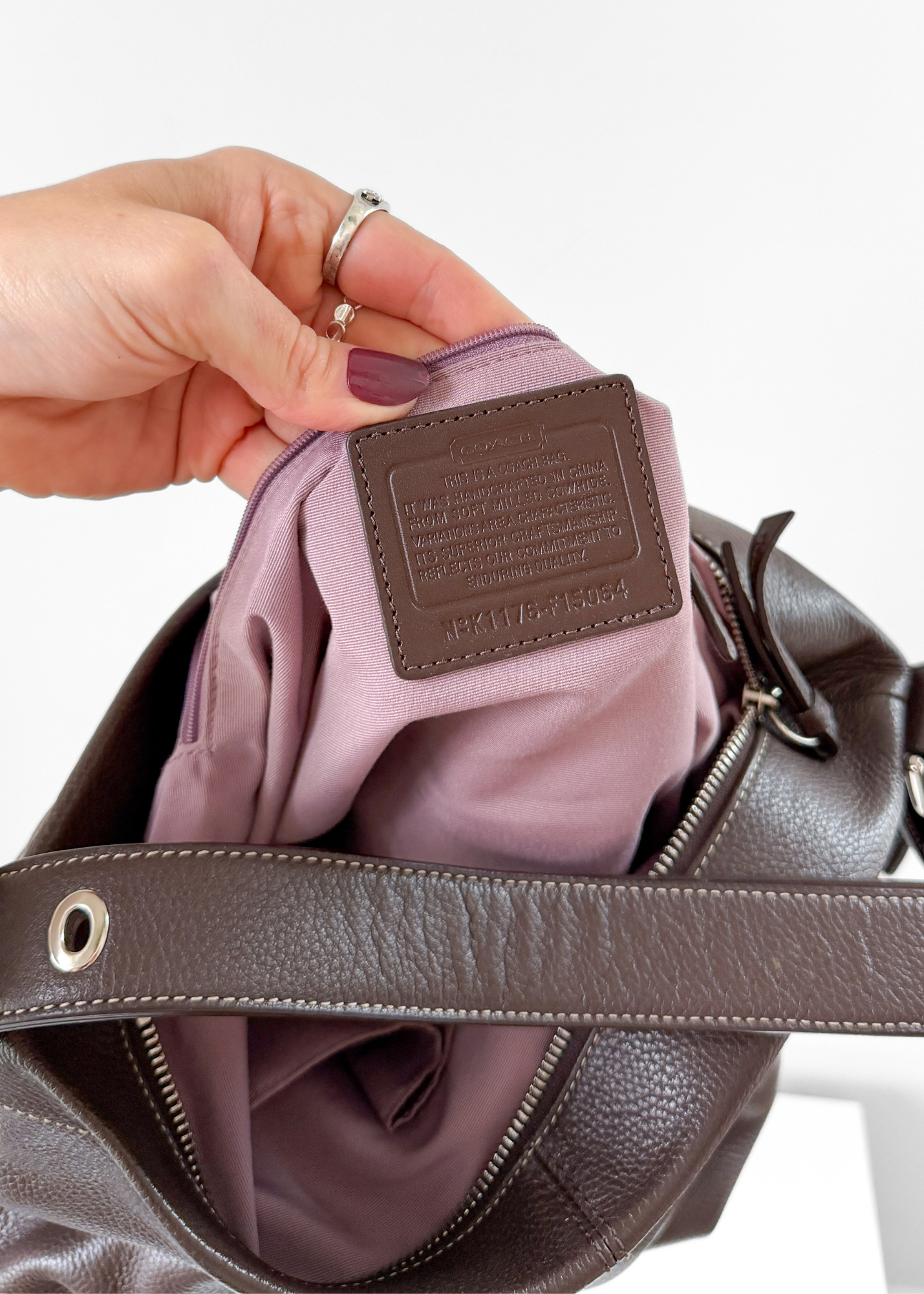 Coach Brown Pebbled Leather Shoulder Hobo Purse # F15064