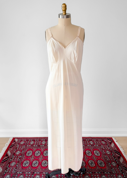 Vintage 80s Komar Cream Slip Dress Full Length (L)