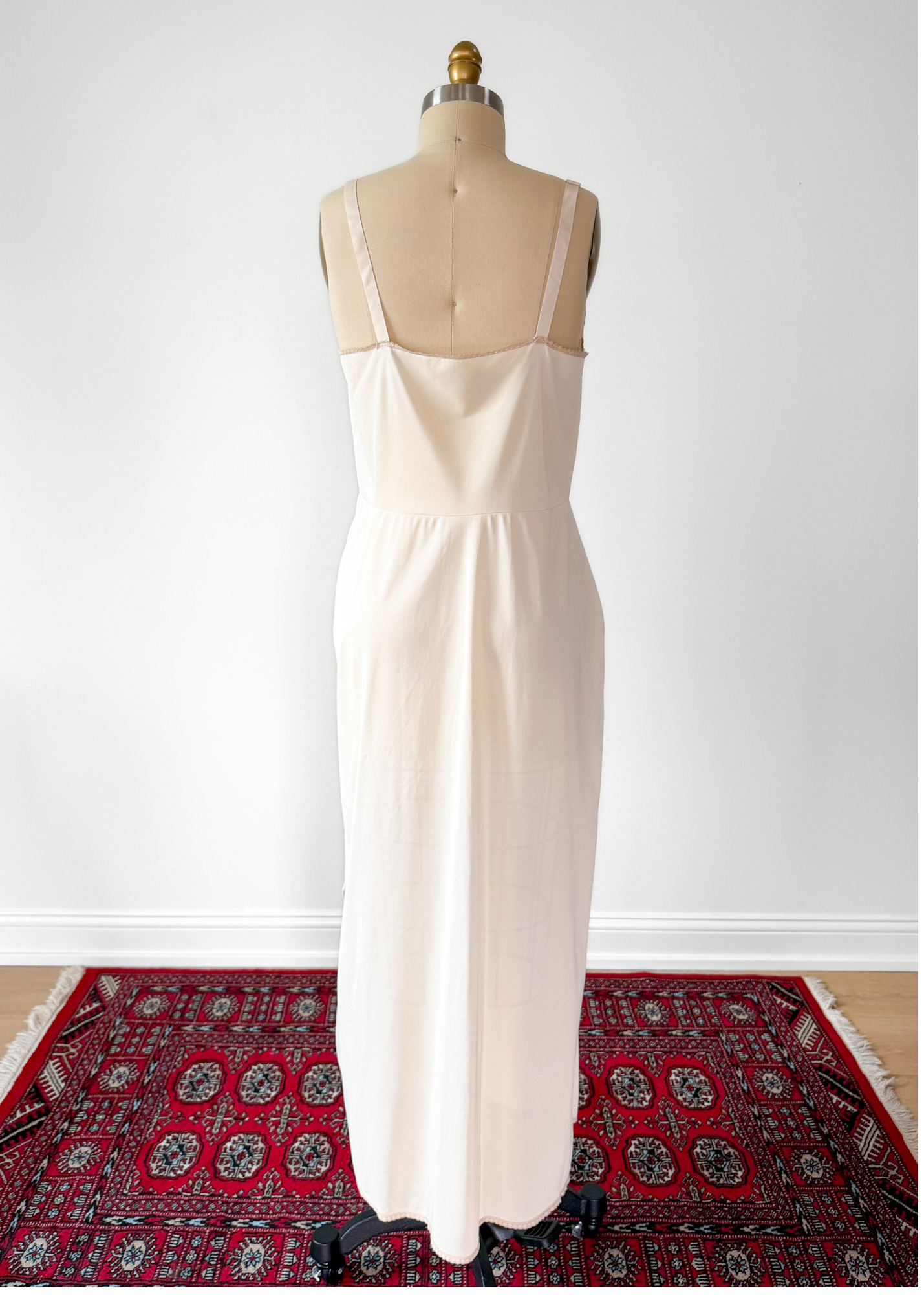 Vintage 80s Komar Cream Slip Dress Full Length (L)