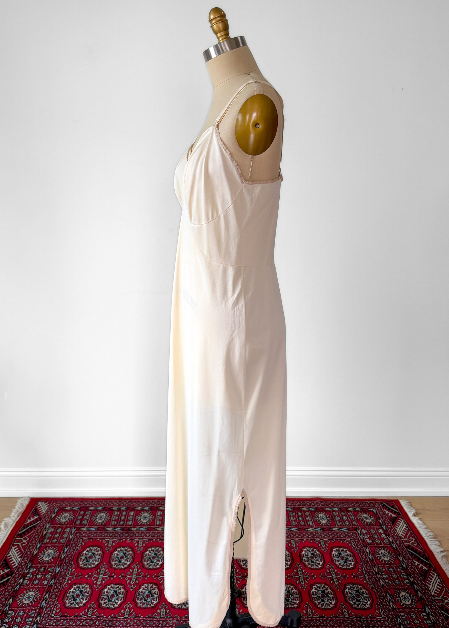 Vintage 80s Komar Cream Slip Dress Full Length (L)