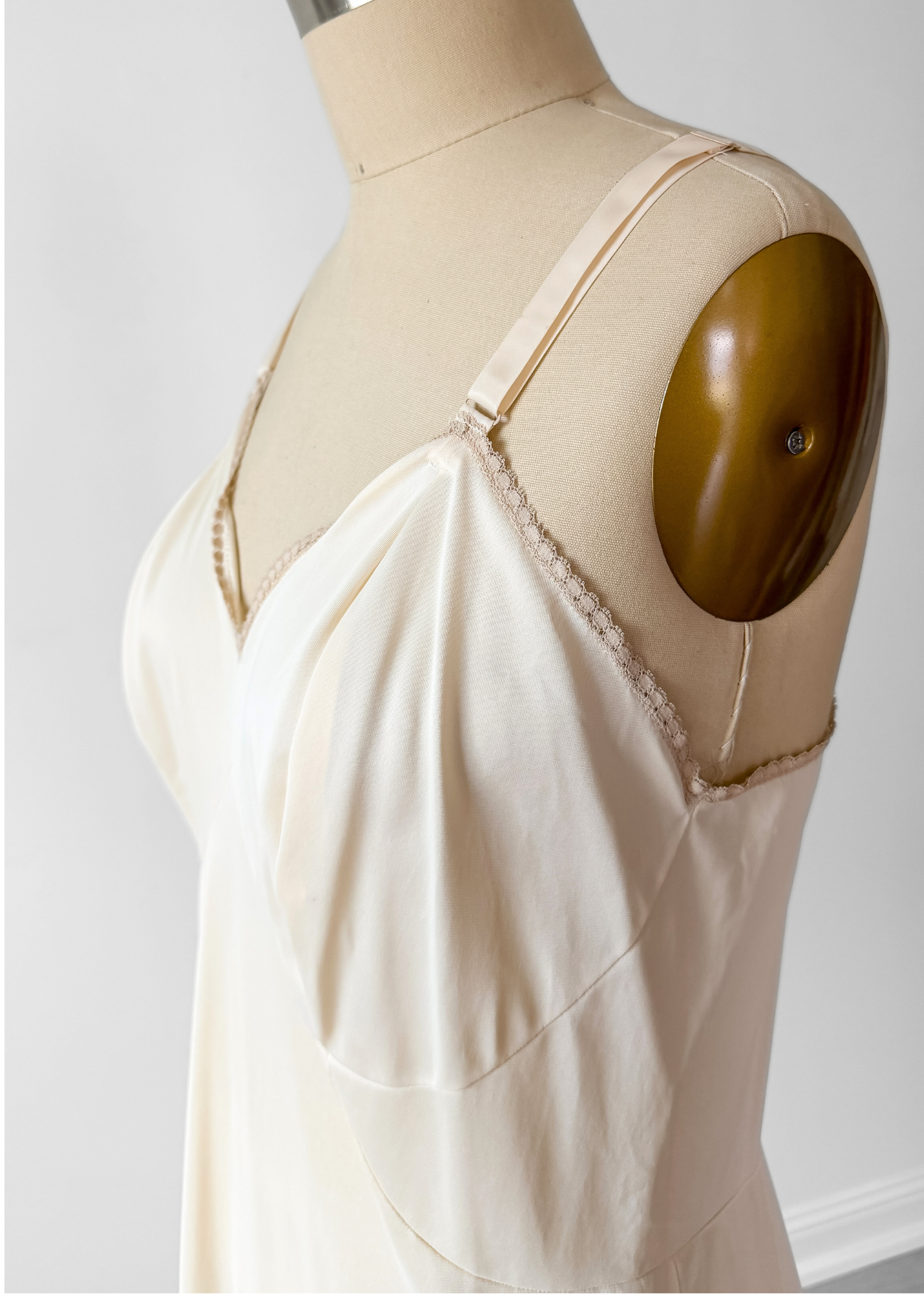 Vintage 80s Komar Cream Slip Dress Full Length (L)