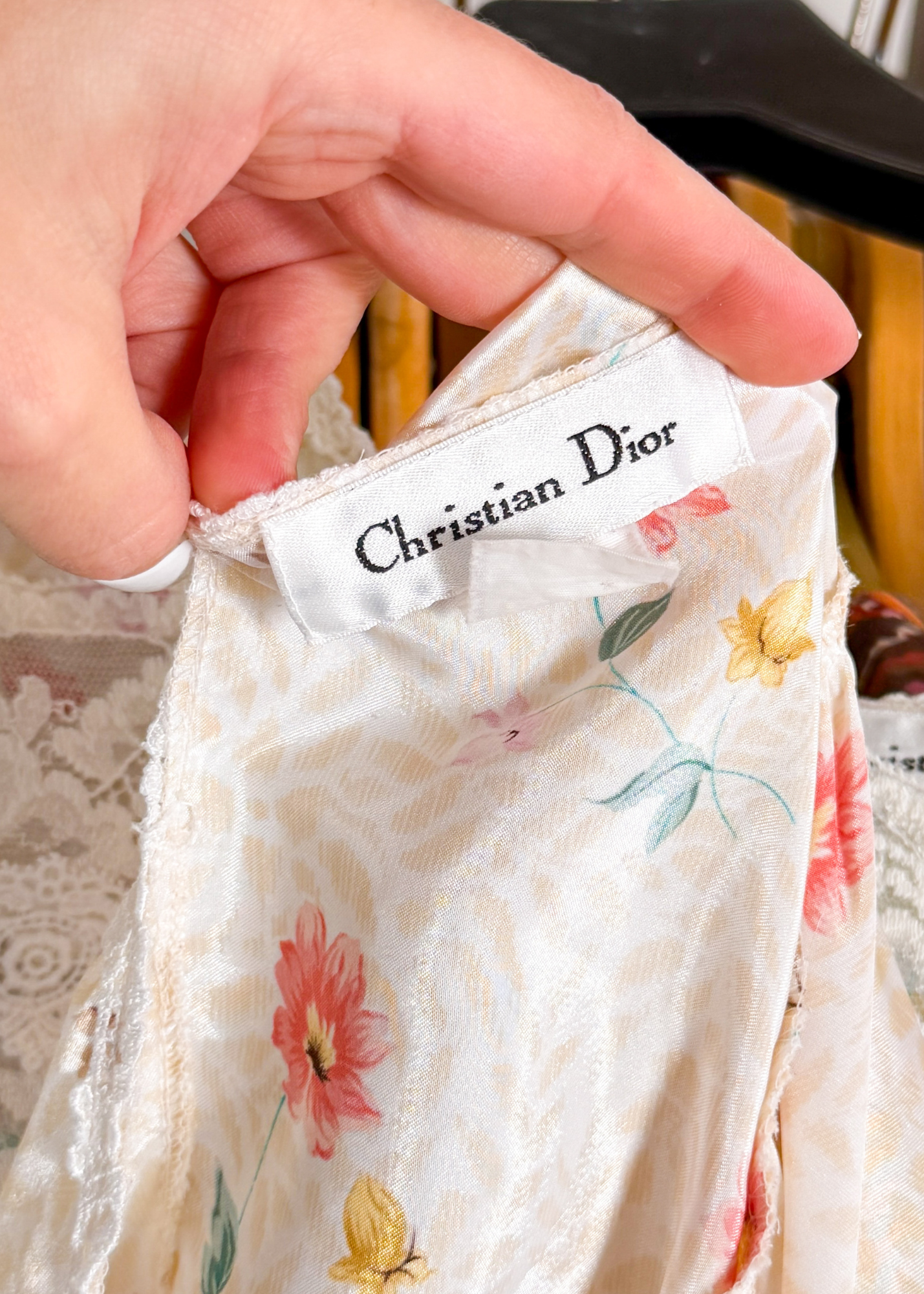 Vintage 90s Christian Dior Floral Prairie Style Nightgown Full Length (M/L)