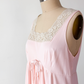 Vintage 90s Baby Pink Square Neck Tie Front Full Length Nighty Sleepwear