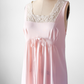 Vintage 90s Baby Pink Square Neck Tie Front Full Length Nighty Sleepwear