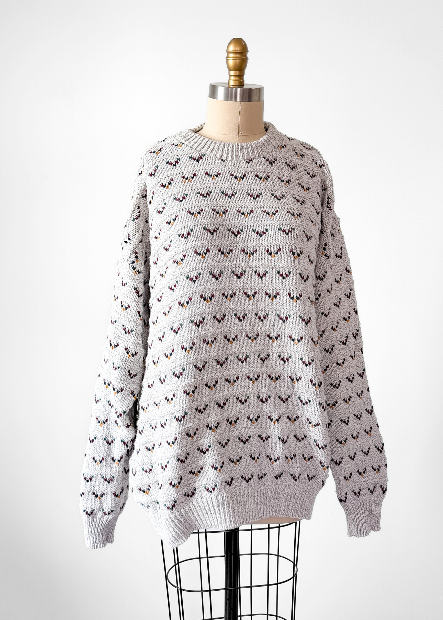 Vintage 90s Orvis Gray Patterned 100% Cotton USA made Sweater (XL mens)