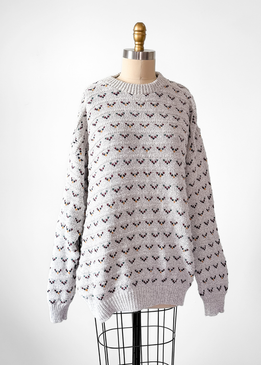 Vintage 90s Orvis Gray Patterned 100% Cotton USA made Sweater (XL mens)