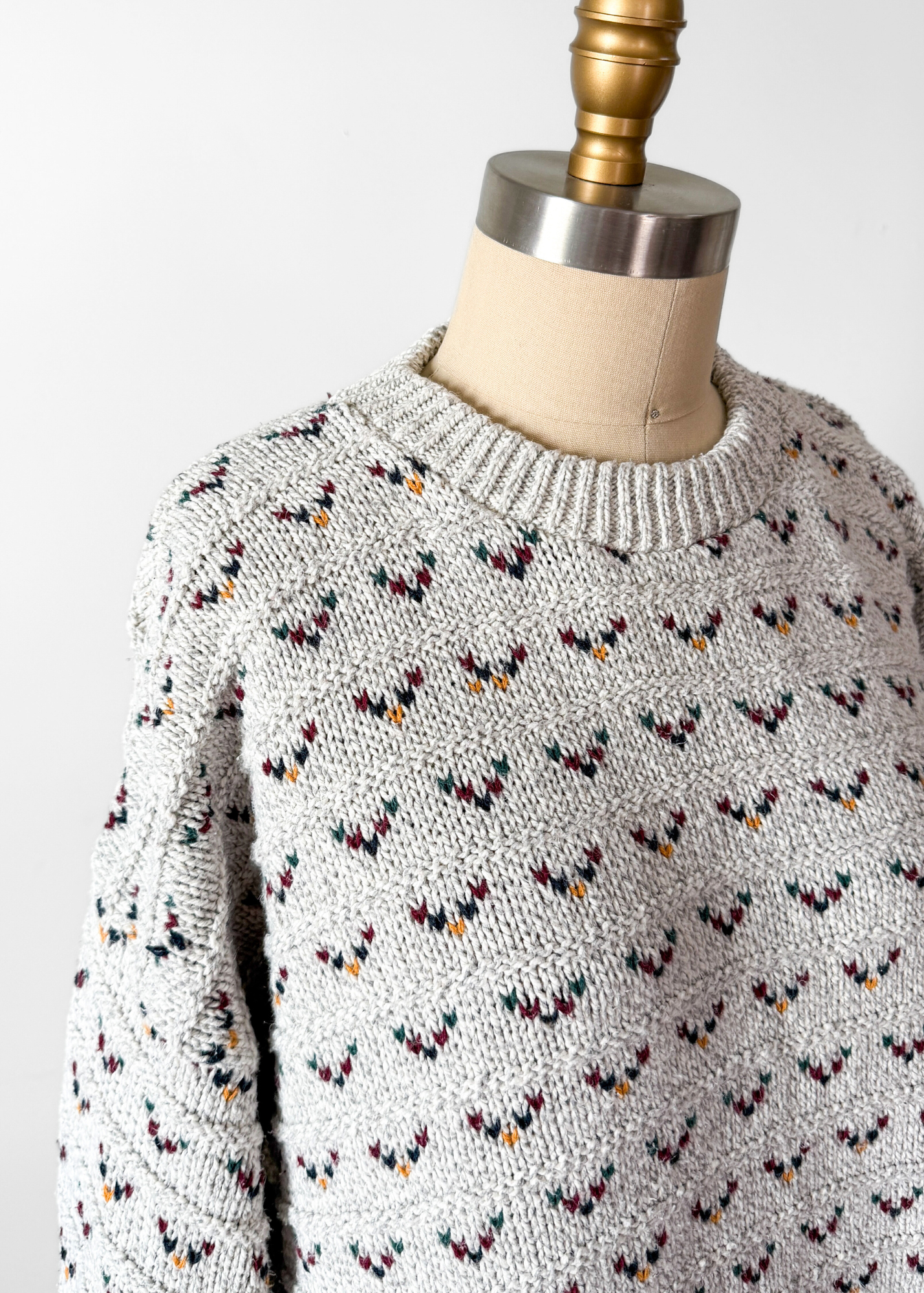 Vintage 90s Orvis Gray Patterned 100% Cotton USA made Sweater (XL mens)