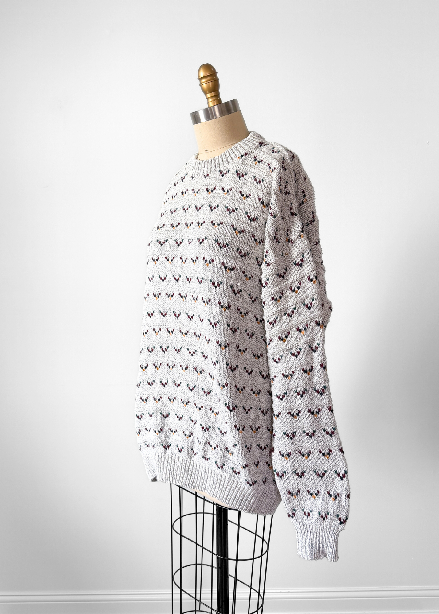 Vintage 90s Orvis Gray Patterned 100% Cotton USA made Sweater (XL mens)