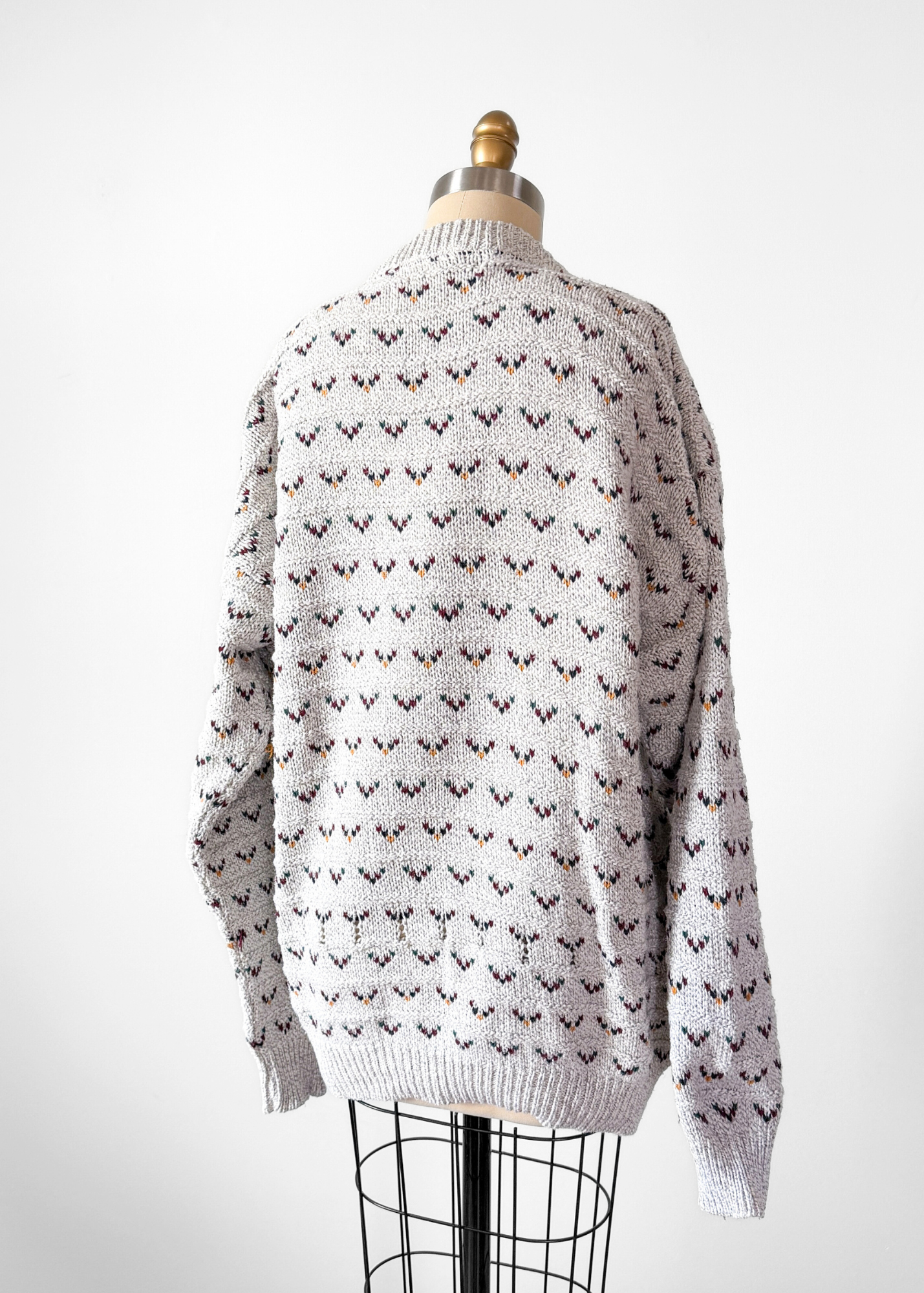 Vintage 90s Orvis Gray Patterned 100% Cotton USA made Sweater (XL mens)