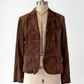 Chocolate Brown Suede Leather Button Front Jacket (M)