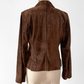 Chocolate Brown Suede Leather Button Front Jacket (M)