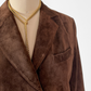 Chocolate Brown Suede Leather Button Front Jacket (M)