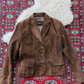 Chocolate Brown Suede Leather Button Front Jacket (M)