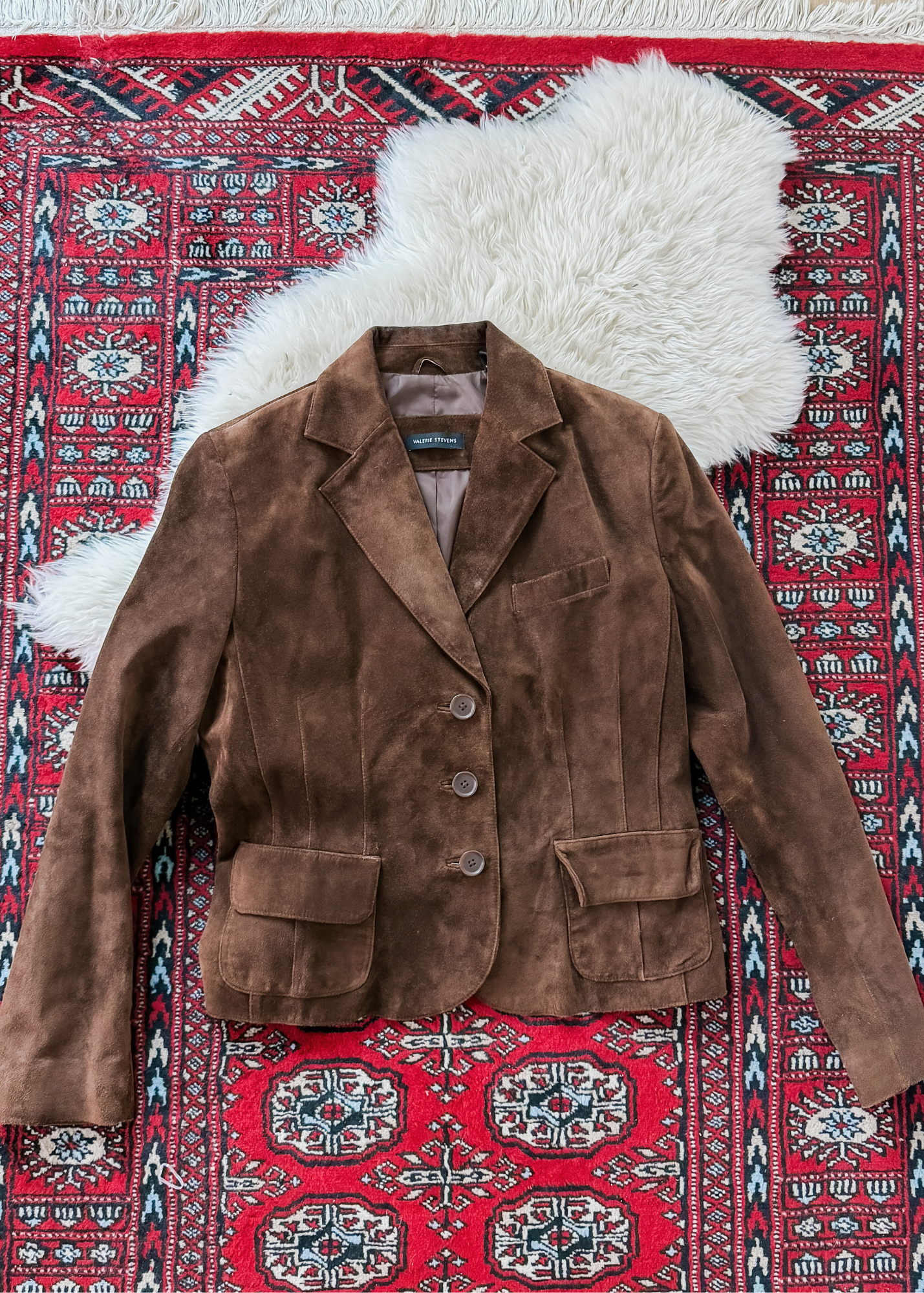 Chocolate Brown Suede Leather Button Front Jacket (M)