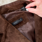 Chocolate Brown Suede Leather Button Front Jacket (M)