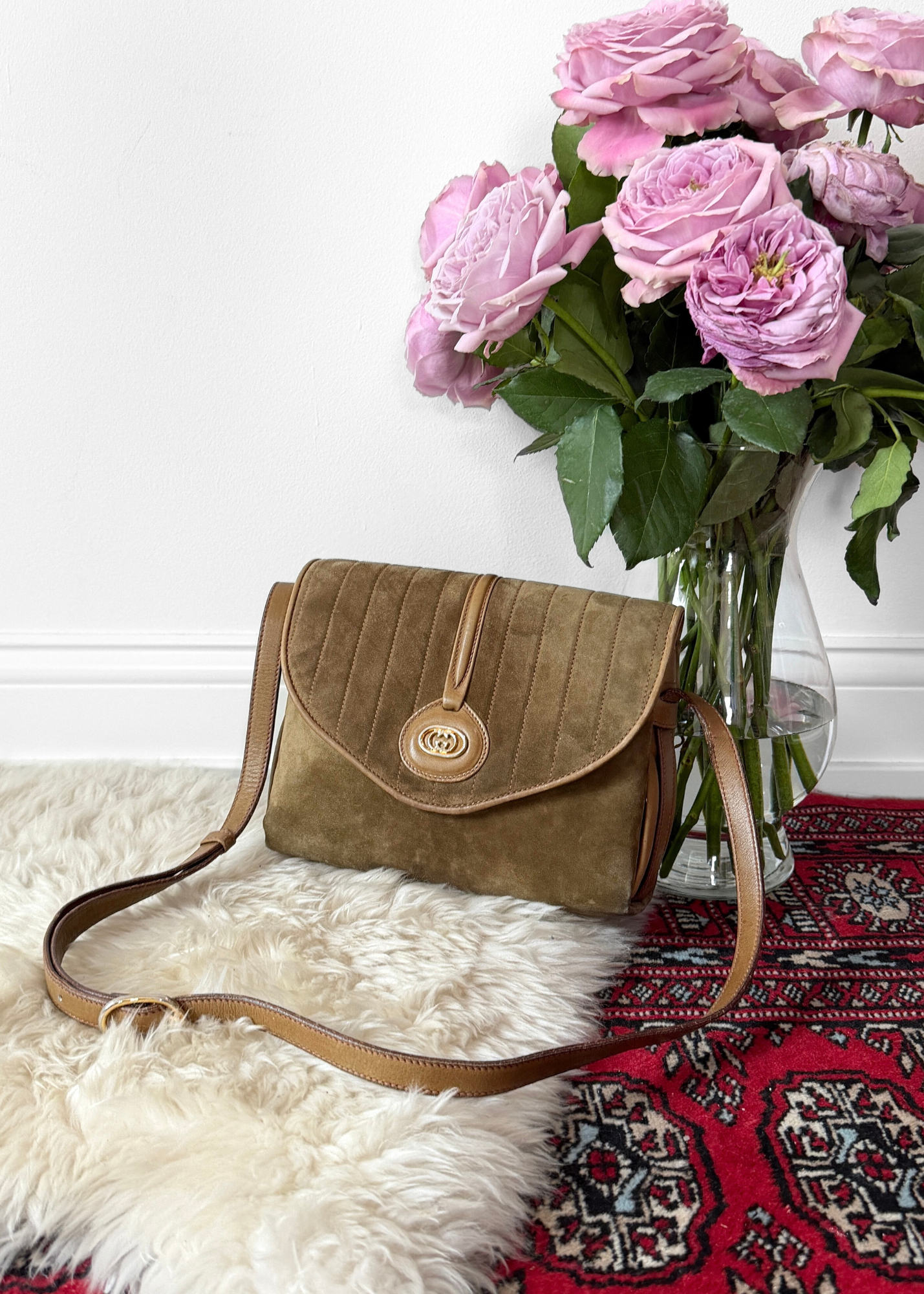 Vintage 70s Gucci Brown Suede Purse