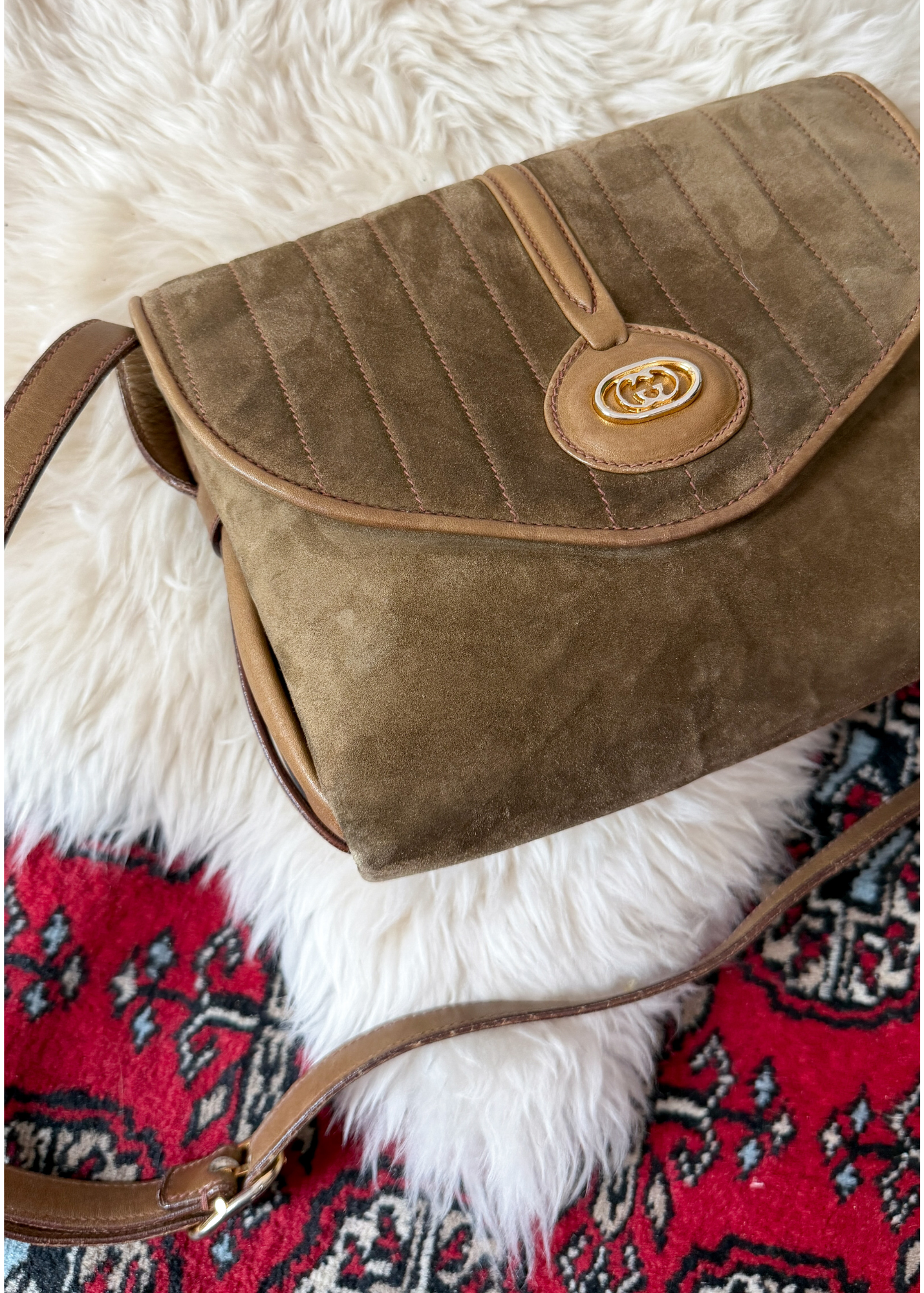 Vintage 70s Gucci Brown Suede Purse